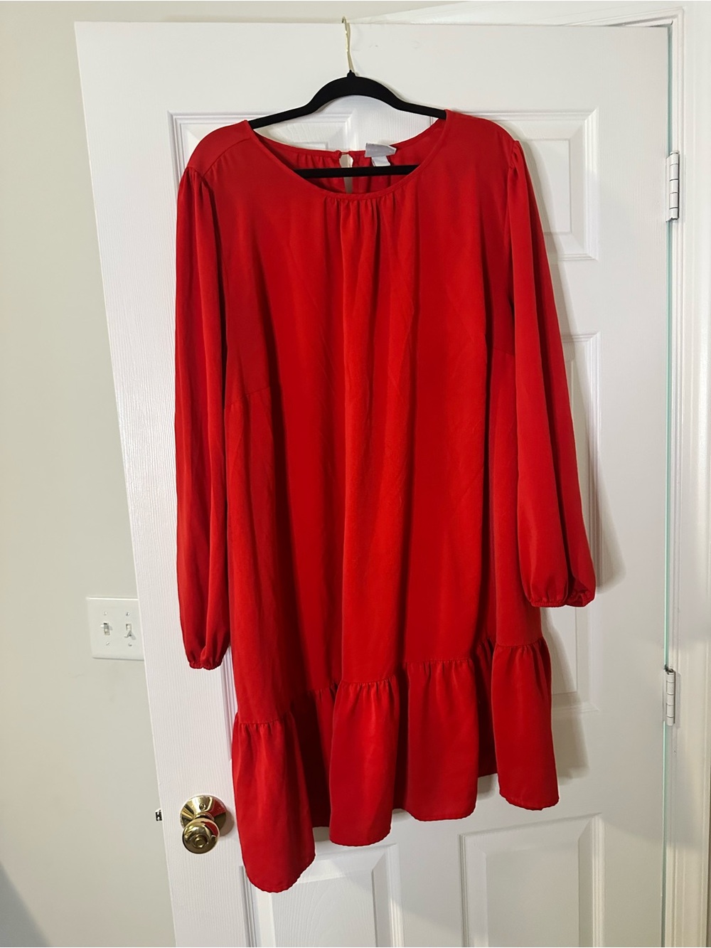 Ava & Viv Red Long Sleeve Tiered Swing Dress